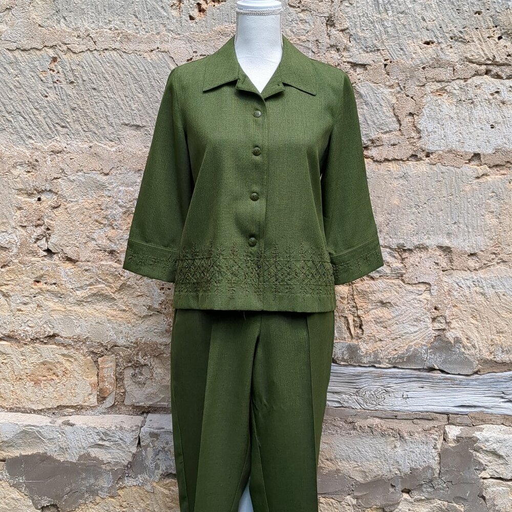 Alfred Dunner Forest Green Pantsuit Vintage
